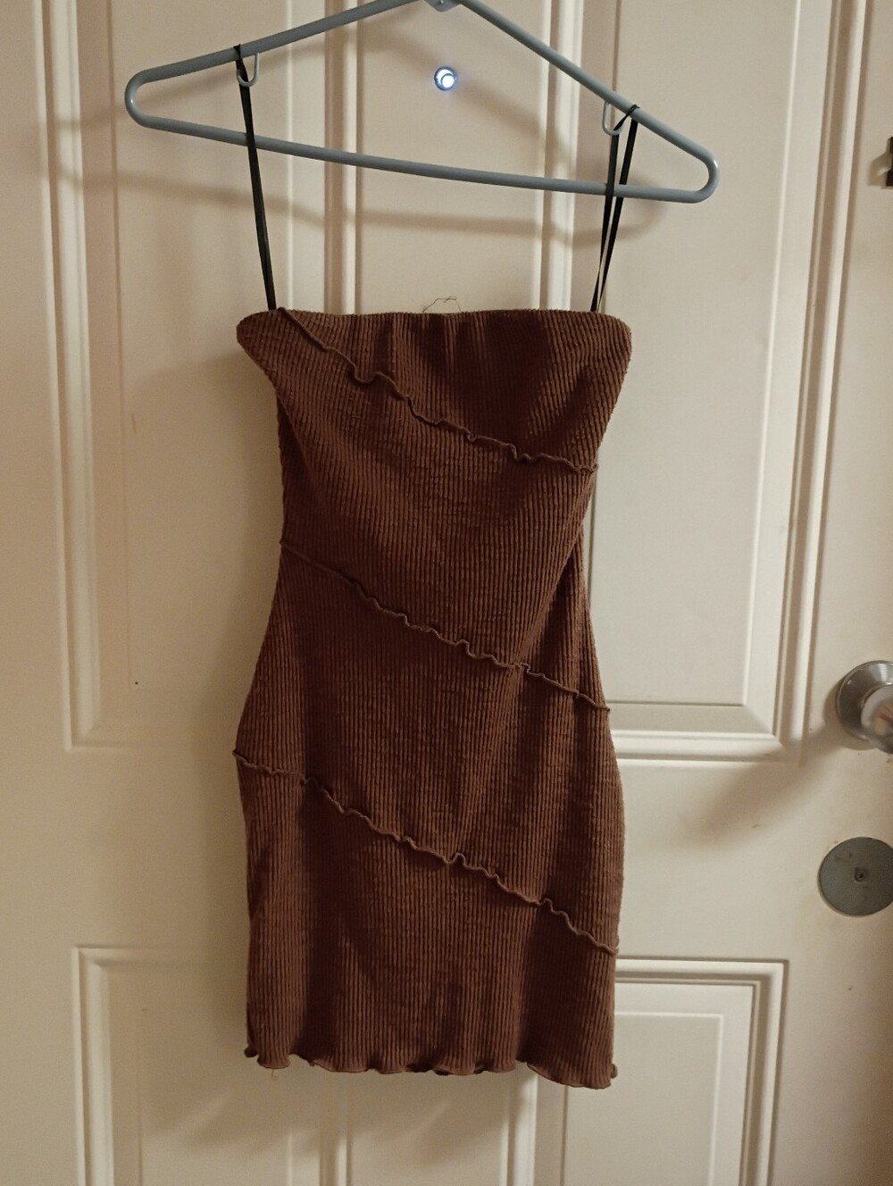 Princess Polly Brown Ribbed Strapless Bodycon Dress